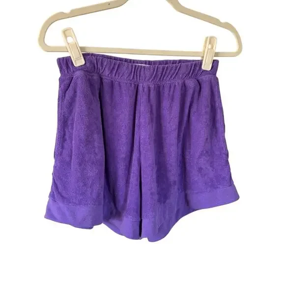 Danielle Bernstein Purple Terrycloth Lounge Short - M Casual Leisurewear Vibrant - Picture 2 of 7